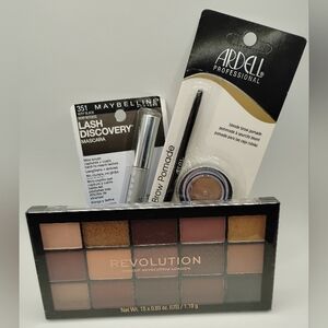 Revolution Eyeshadow Pallet, Maybelline Lash Discovery, & Brow Pomade